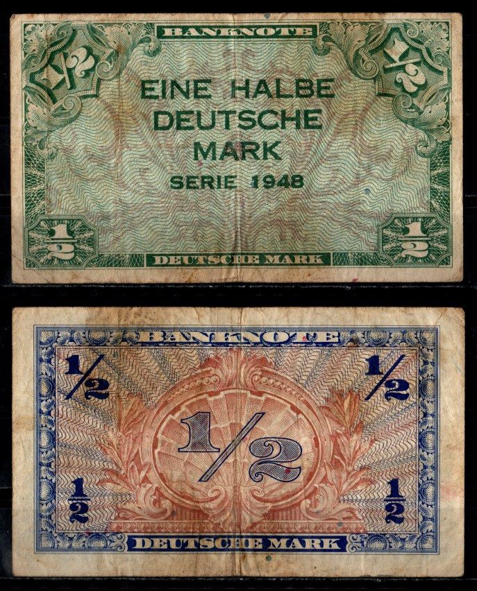 Германия 1/2 марки 1948 Pick 1 бумага 8616-56-2-2
