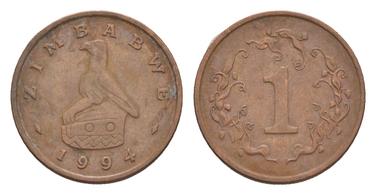Зимбабве 1 цент 1994 птица-идол KM 1a сталь плакированная бронзой 4655-744