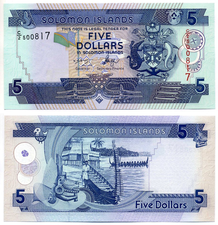 Соломоновы острова 5 долларов 2006 Pick 26(1) бумага UNC (пресс) 7547-15-2-2