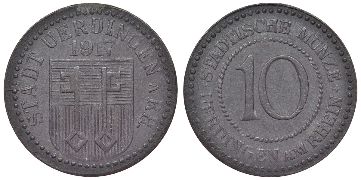 Юрдинген 10 пфеннигов 1917  Funck 554.2A, Men05 25409.3, Men18 31820.3 цинк     4119-1046