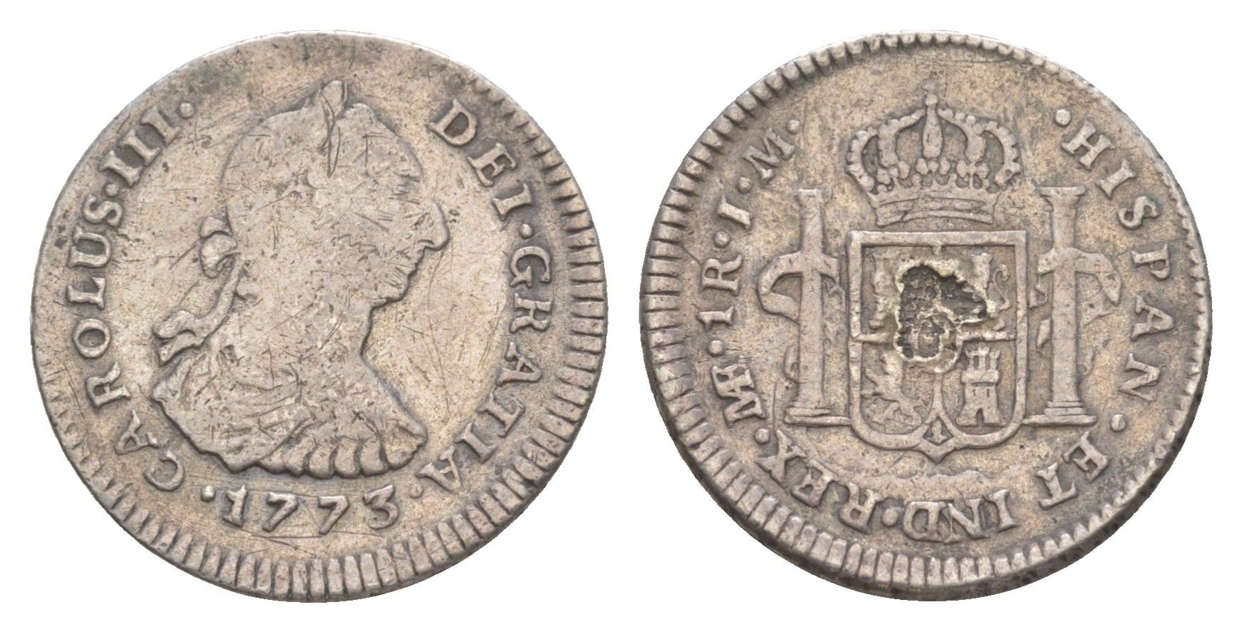 Боливия 1 реал 1773 Карл III KM 52 серебро 272-541