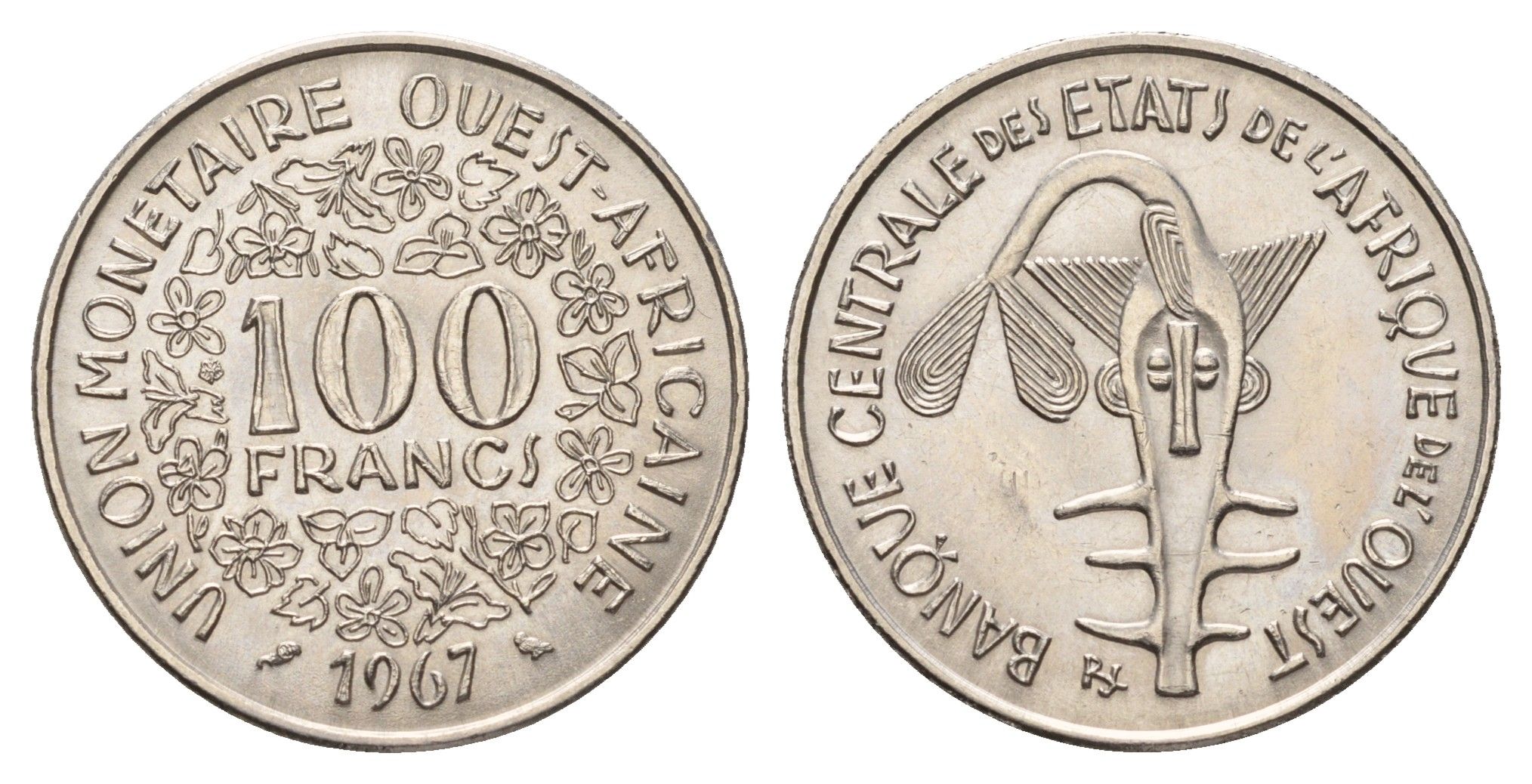 Западная Африка (BCEAO) 100 франков 1967 KM 4 никель UNC 4671-147