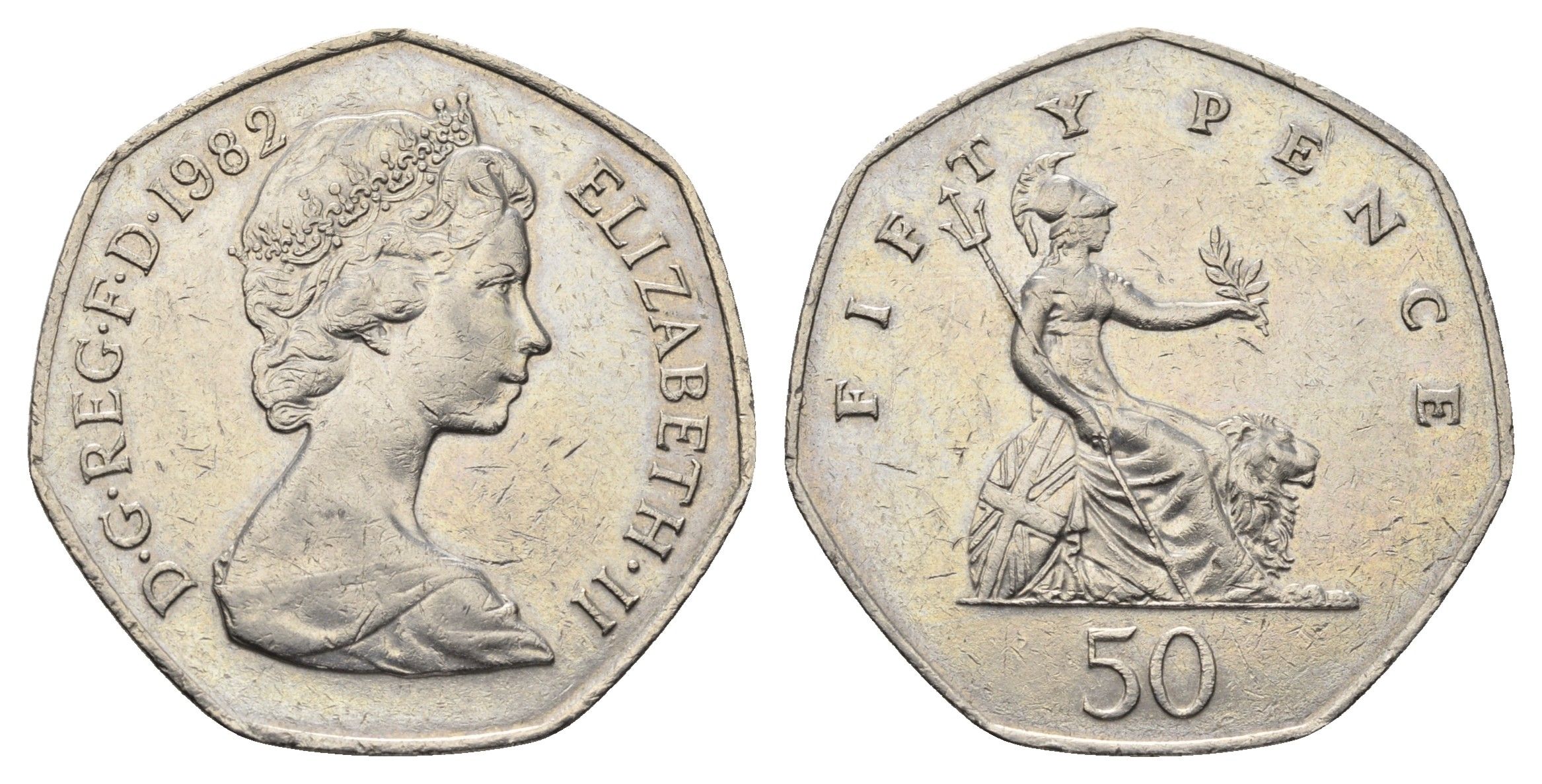 Великобритания 50 пенсов 1982 Елизавета II (1952-2022) KM 932, Spink H3 медно-никель 4667-332