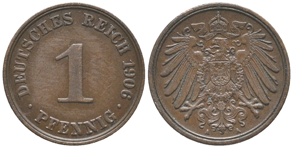 ГЕРМАНИЯ 1 ПФЕННИГ 1906 A KM 10, J. 10 медь 100-866
