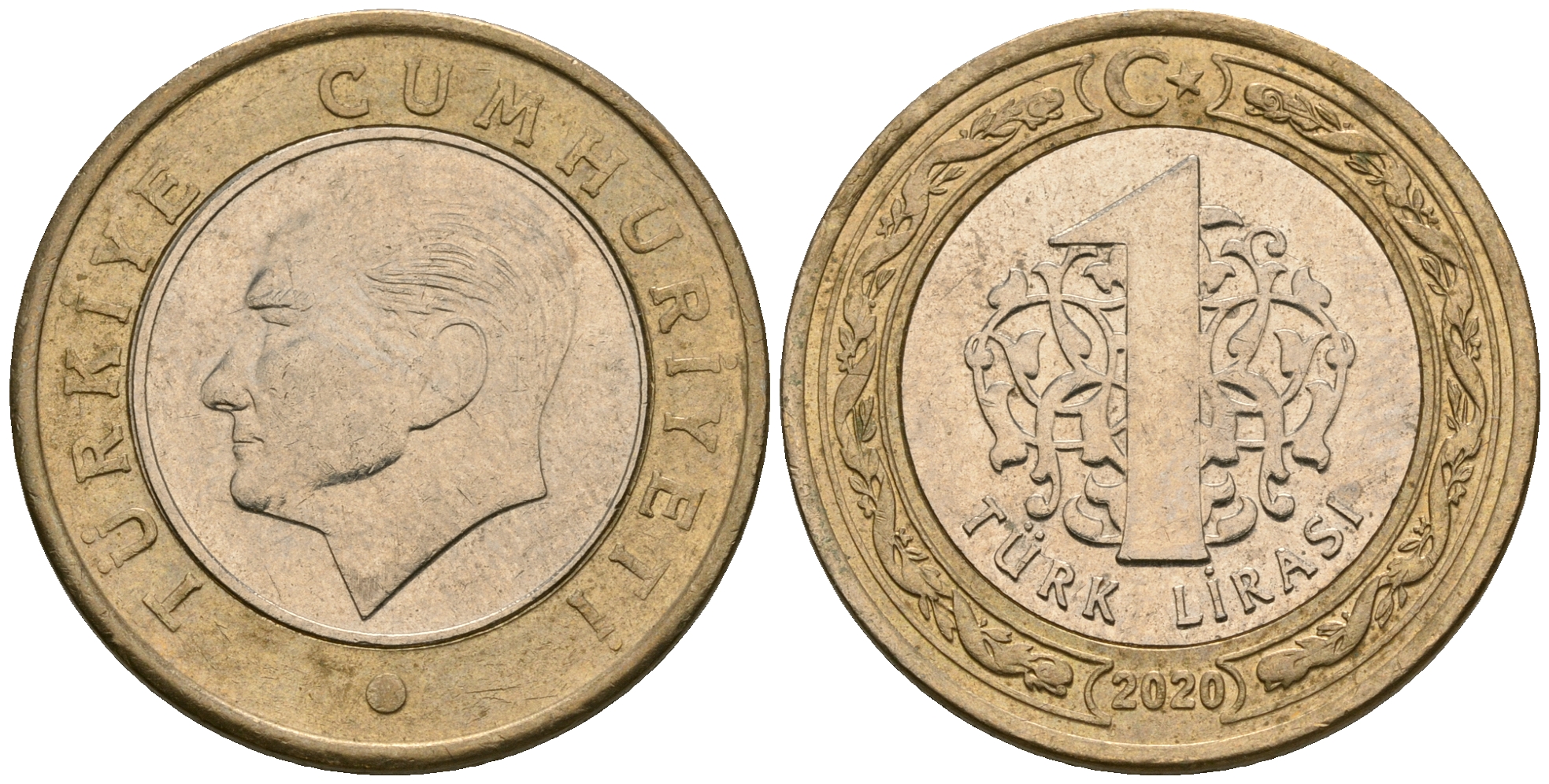 Турция 1 лира 2020 KM 1244 биметалл 4584-212