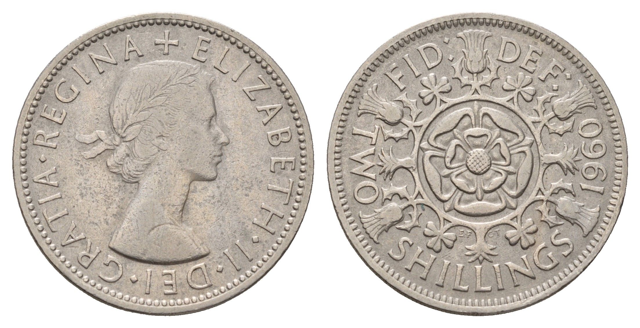 Великобритания 1 флорин 1960 Елизавета II (1952-2022) KM 906, Spink 4146 медно-никель 4675-657