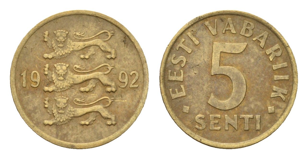 Эстония 5 сентов 1992 KM 21 латунь 192-263