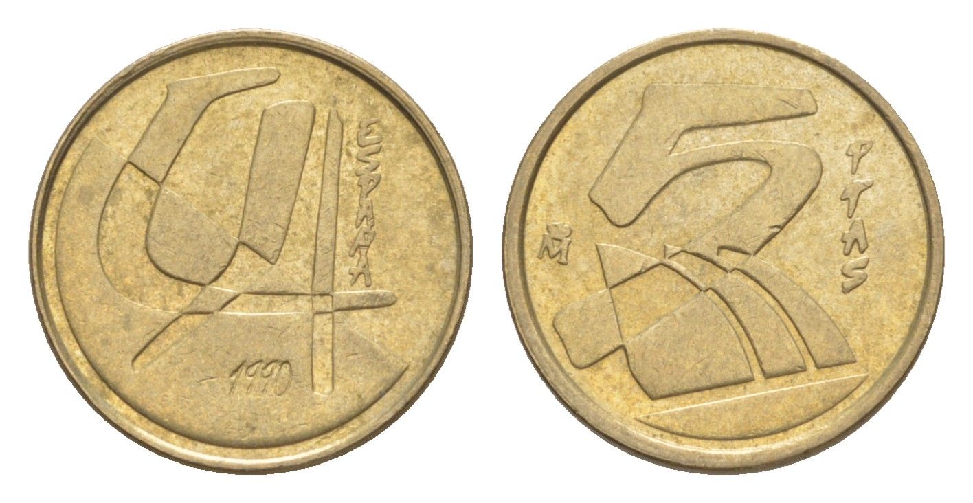 Испания 5 песет 1993 Год Святого Иакова KM 919 алюминиевая бронза 4647-1116