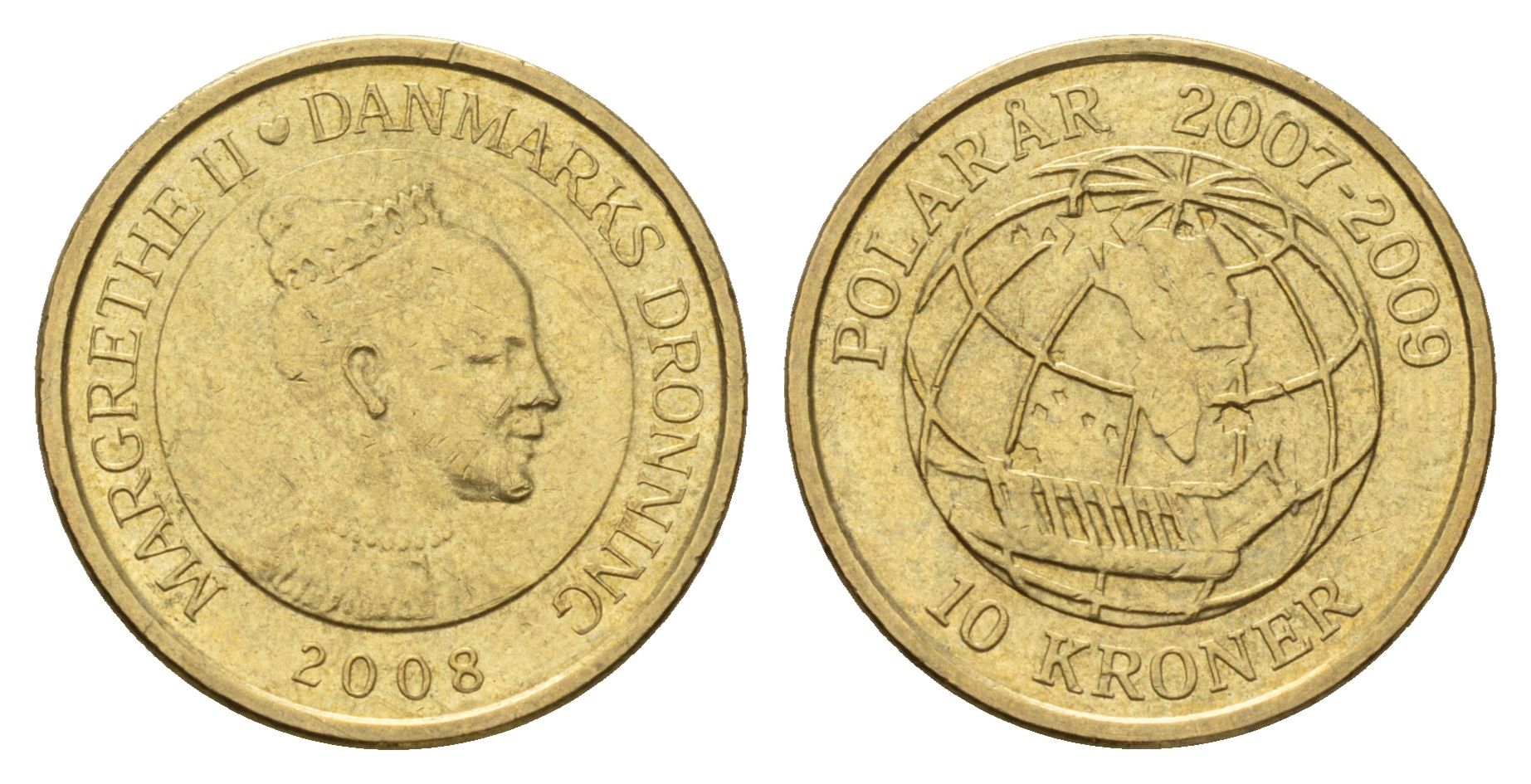 Дания 10 крон 2008 Международный полярный год - Сириус (2007-2009) KM 925 алюминиевая бронза 119-212