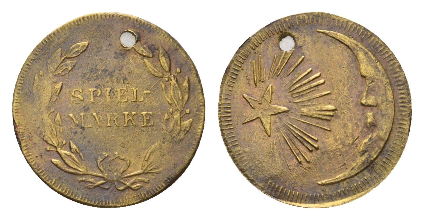Германия игровой жетон диаметр 18 мм, вес 1,2 гр латунь 4679-1247