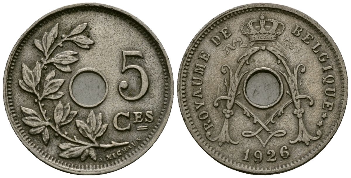 Бельгия 5 сантимов 1926 Belgique KM 66 медно-никель 4173-548