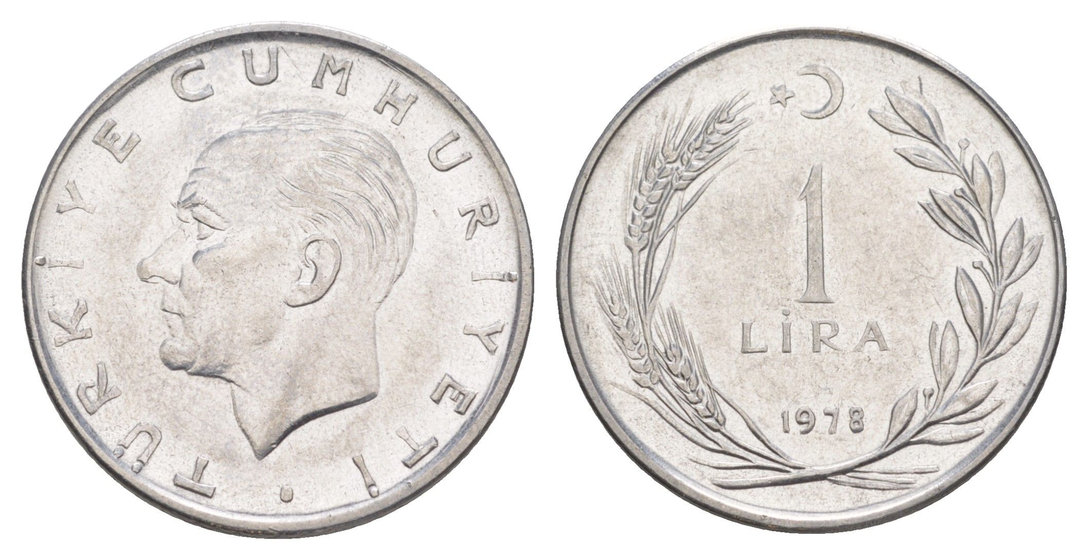 Турция 1 лира 1978 Кемаль Ататюрк KM 889a.2 нержавеющая сталь 4648-755