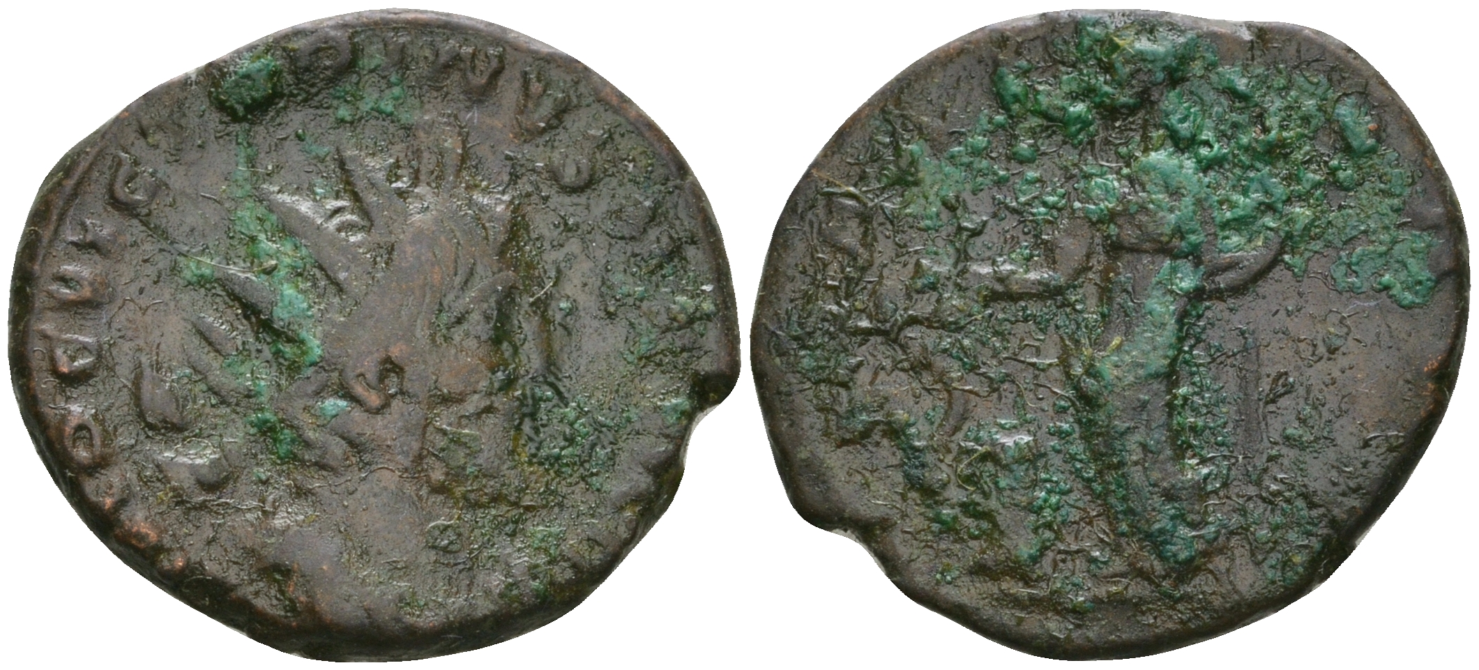 Римская Империя, императоры в Галлии антониниан 269 - 270 Викторин, IMP C VICTORINVS P F AVG, бюст императора / SALVS AVG, Салюта, персонификация Здоровья RIC 71 биллон 1073-20-31