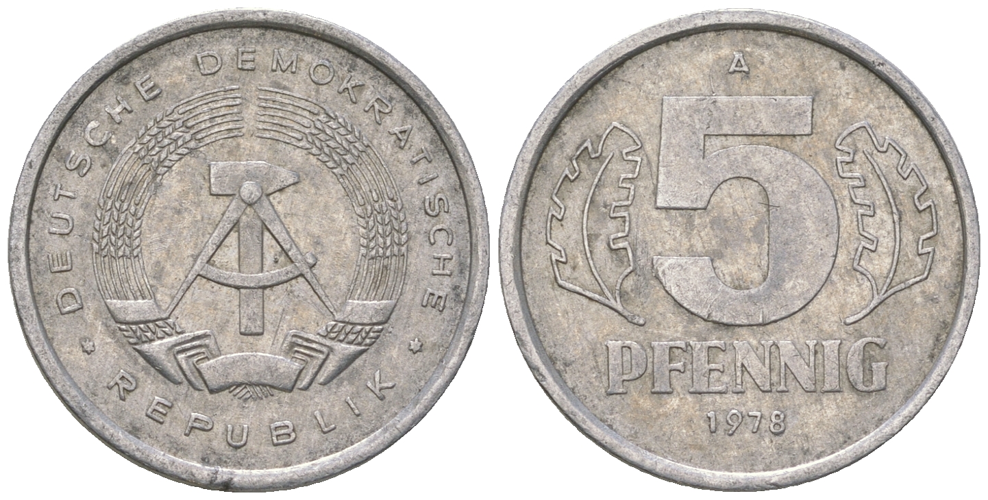 ГДР 5 пфеннигов 1978 A алюминий 4615-1267