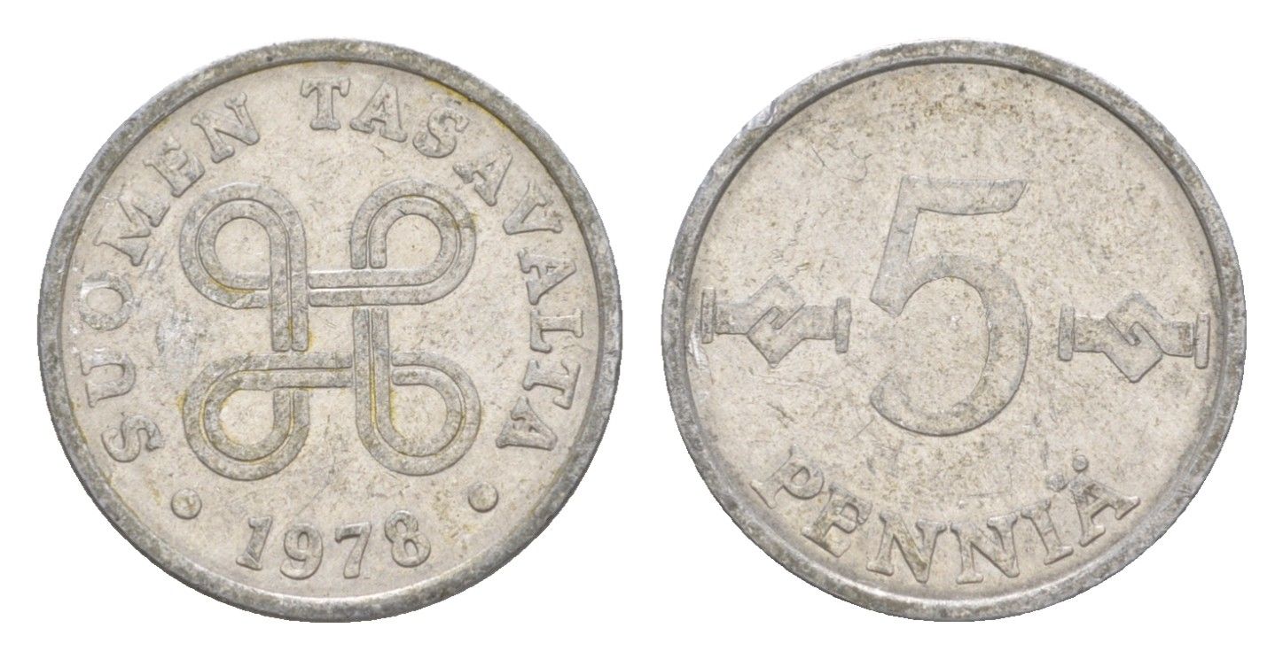 Финляндия 5 пенни 1978 KM 45a алюминий 4647-311