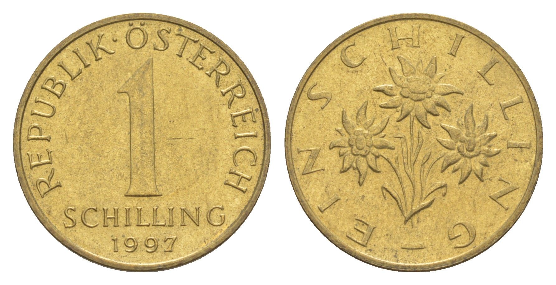 Австрия 1 шиллинг 1997 KM 2886 алюминиевая бронза UNC 4563-252
