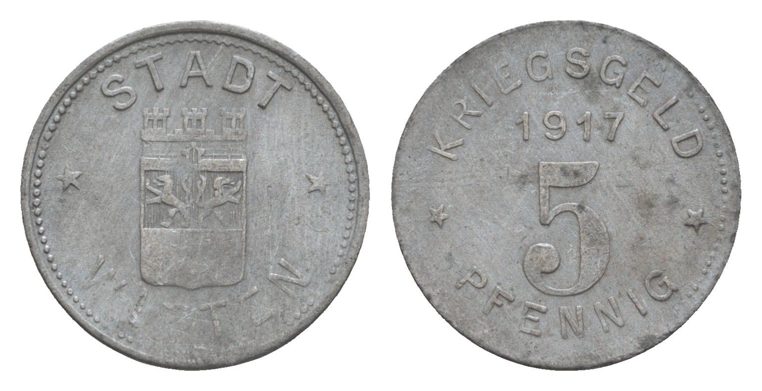 Виттен 5 пфеннигов 1917 Funck 604.1A цинк 4659-232
