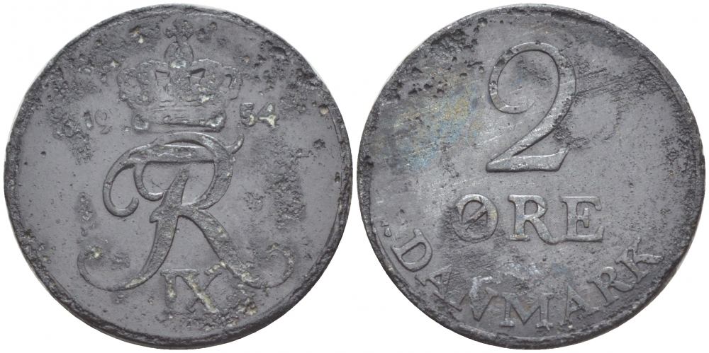 ДАНИЯ 2 ЭРЕ 1954 ФРИДЕРИК IX KM 840.1 цинк 4547-1016