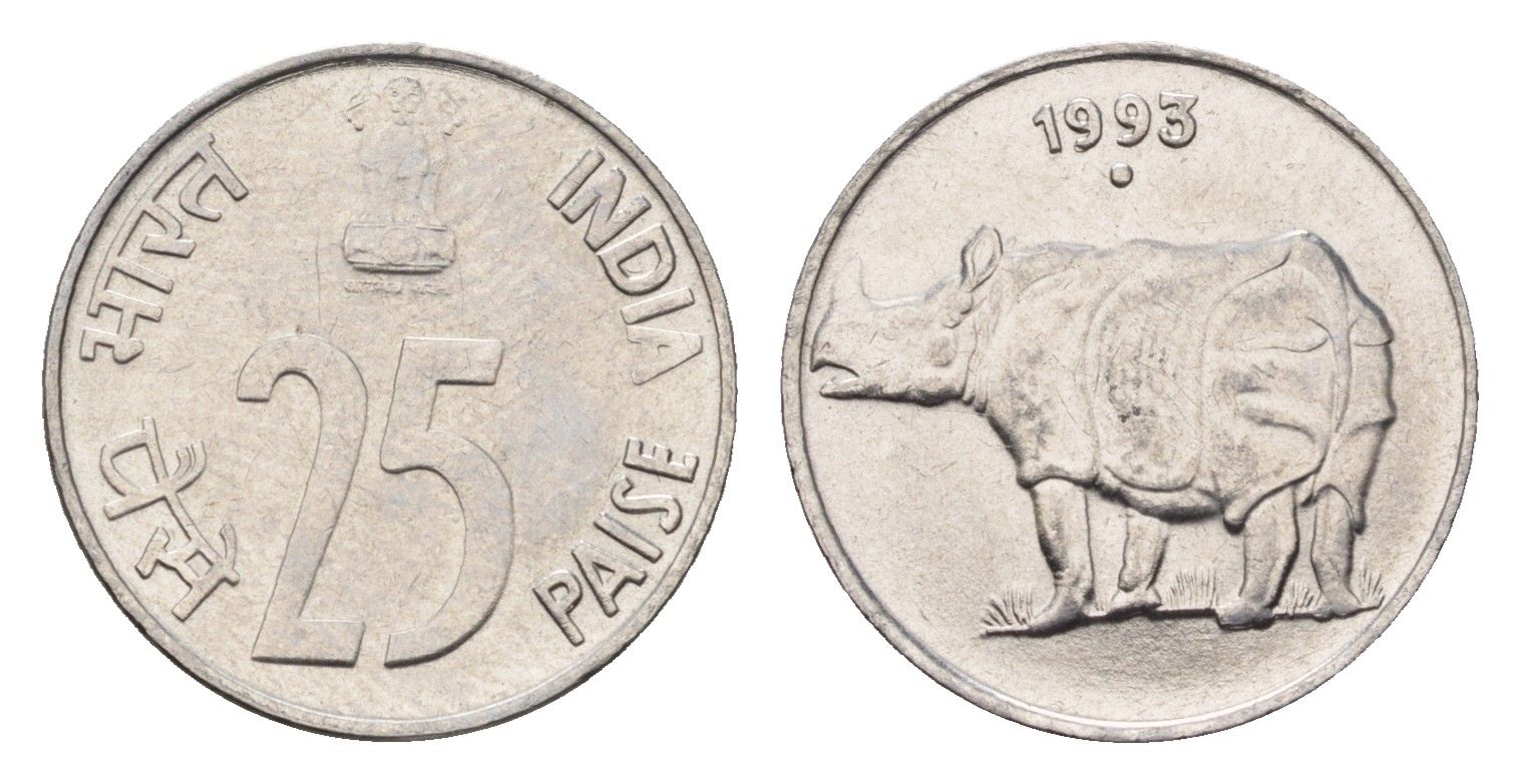 Индия 25 пайс 1993 KM 54 нержавеющая сталь UNC 4697-841