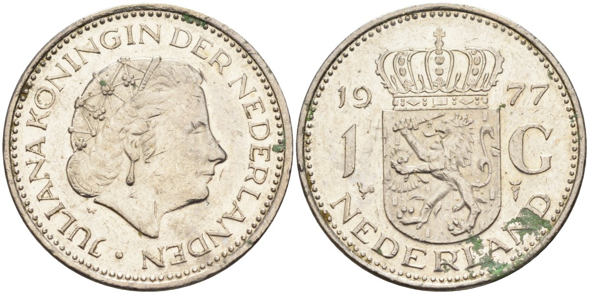 Нидерланды 1 гульден 1977 Юлиана (1948-1980) KM 184a никель 4171-127