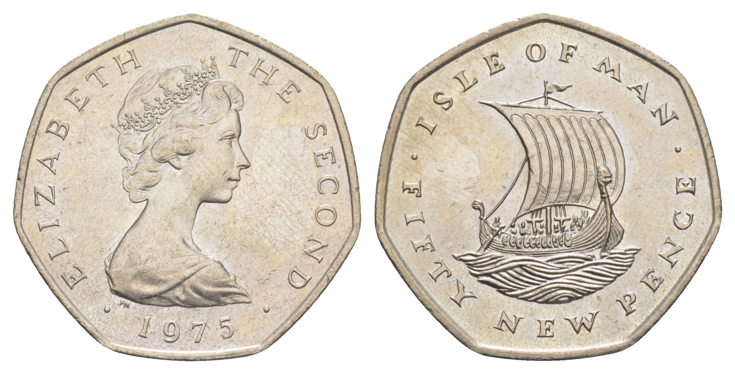 Остров Мэн 50 пенсов 1975 Елизавета II (1952-2022) KM 24 медно-никель aUNC 4653-231