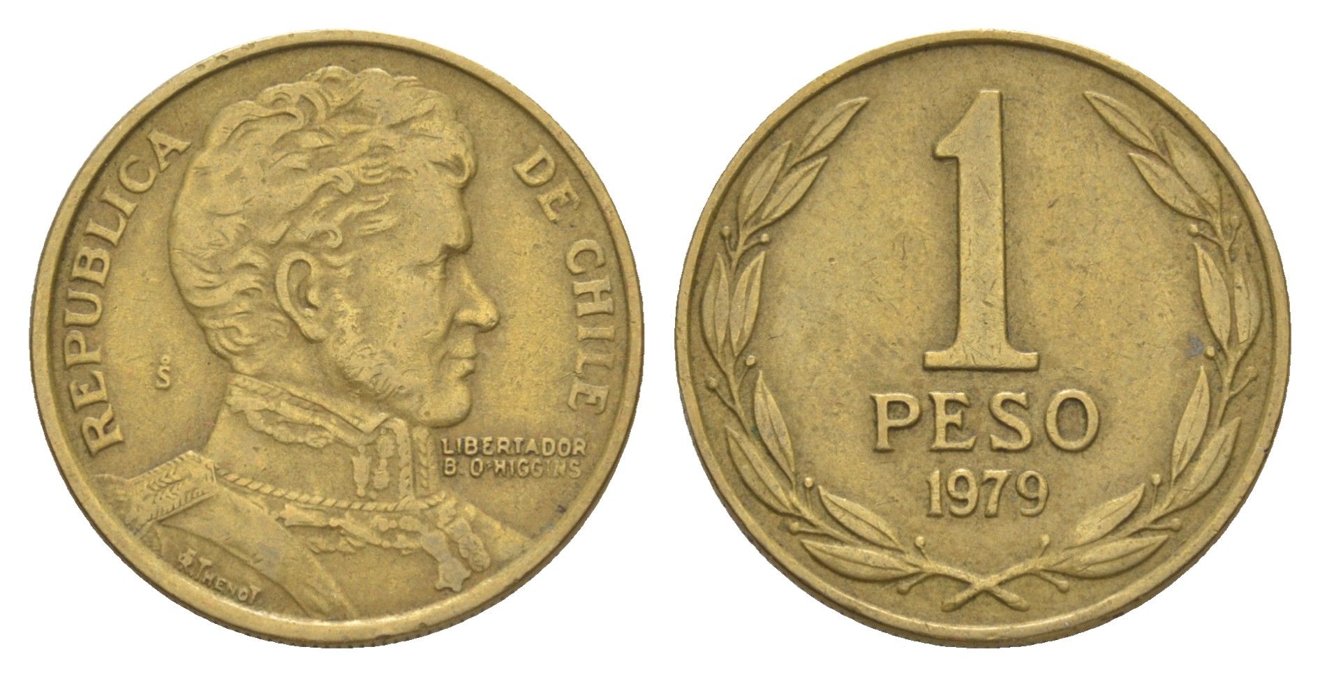 Чили 1 песо 1979 KM 208a алюминиевая бронза 4637-442