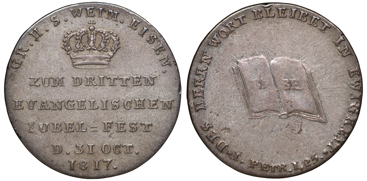 Германия медаль 1815 на 300-летнюю годовщину Реформации серебро 413-6511