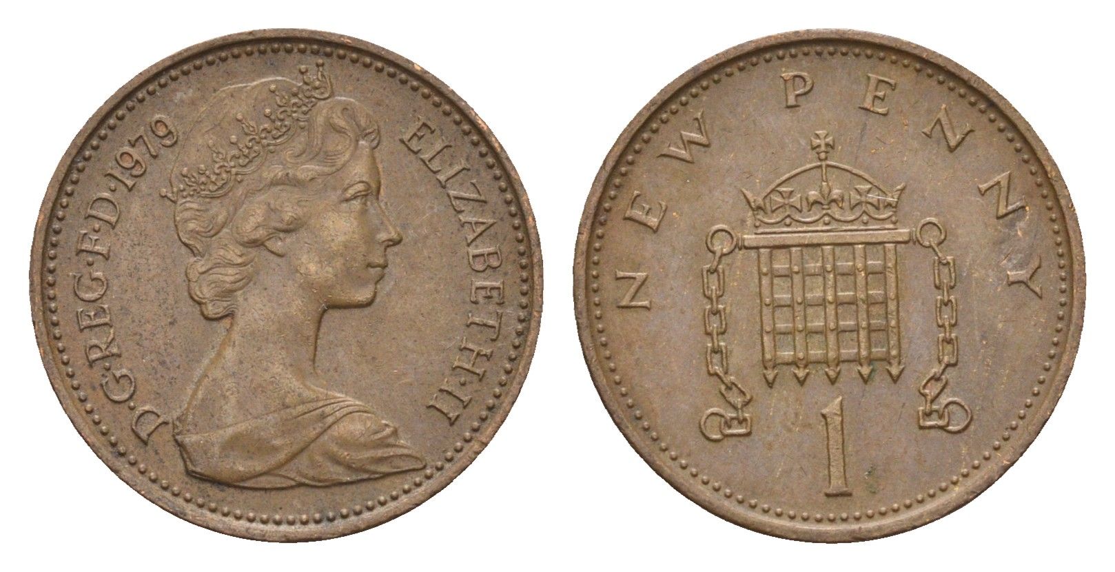 Великобритания 1 пенни 1979 Елизавета II (1952-2022) KM 915, Spink 4237 (B1) бронза 4697-951