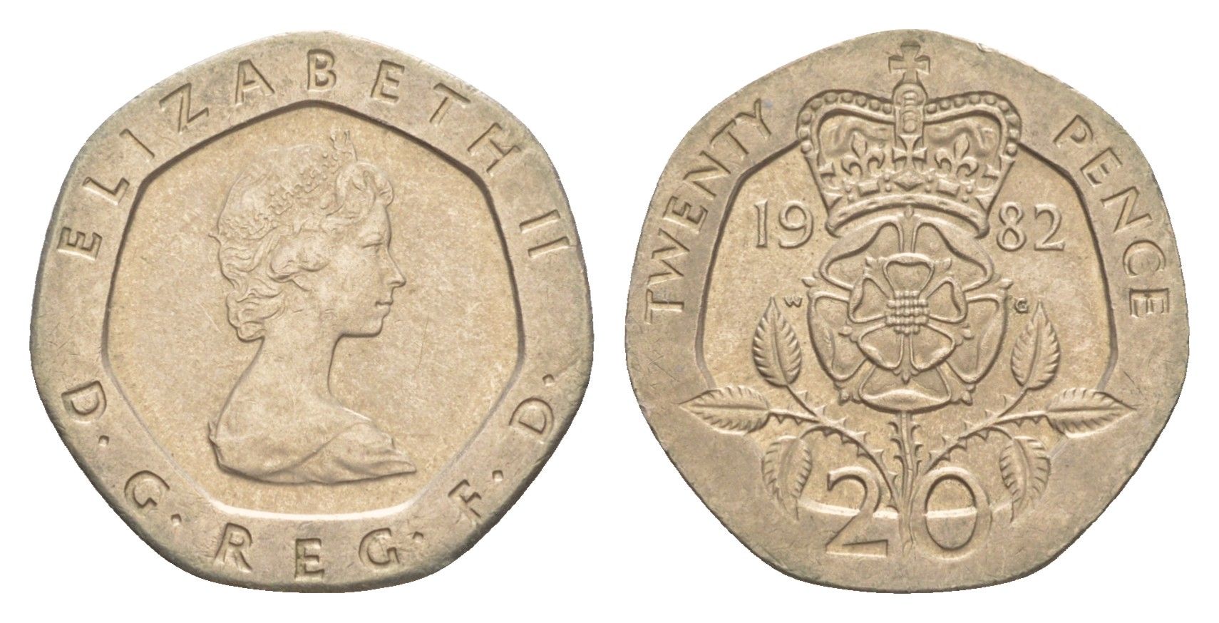 Великобритания 20 пенсов 1982 Елизавета II (1952-2022) KM 931, Spink 4230 (G1) медно-никель 4639-819