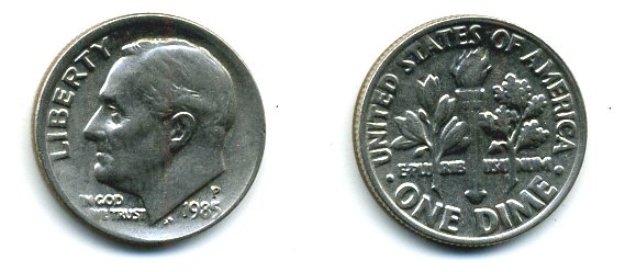 США 1 ДАЙМ 1985 KM 195a медь плакированная медно-никелем 46-164