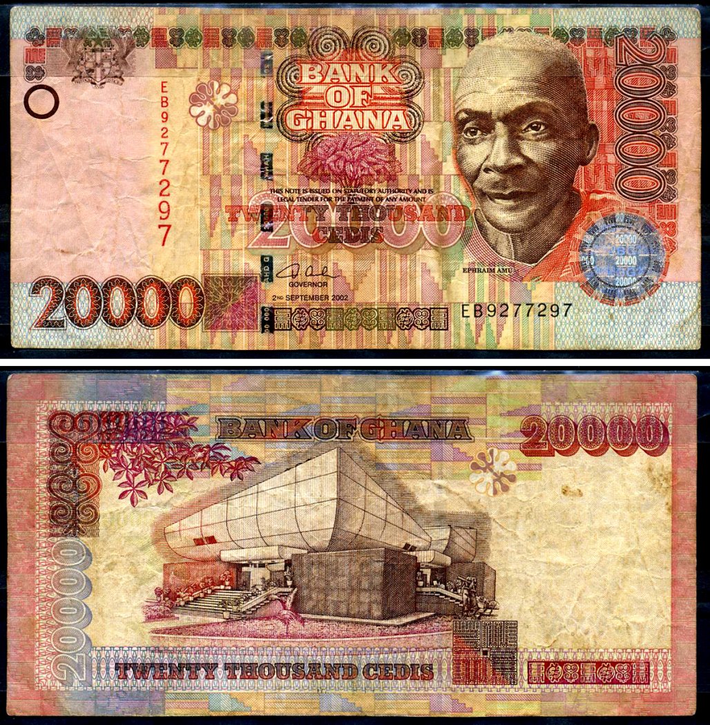 Гана 20000 седи 2002 Эфраим Аму, национальный театр, серия EB Pick 36 a бумага 6279-18-1-2