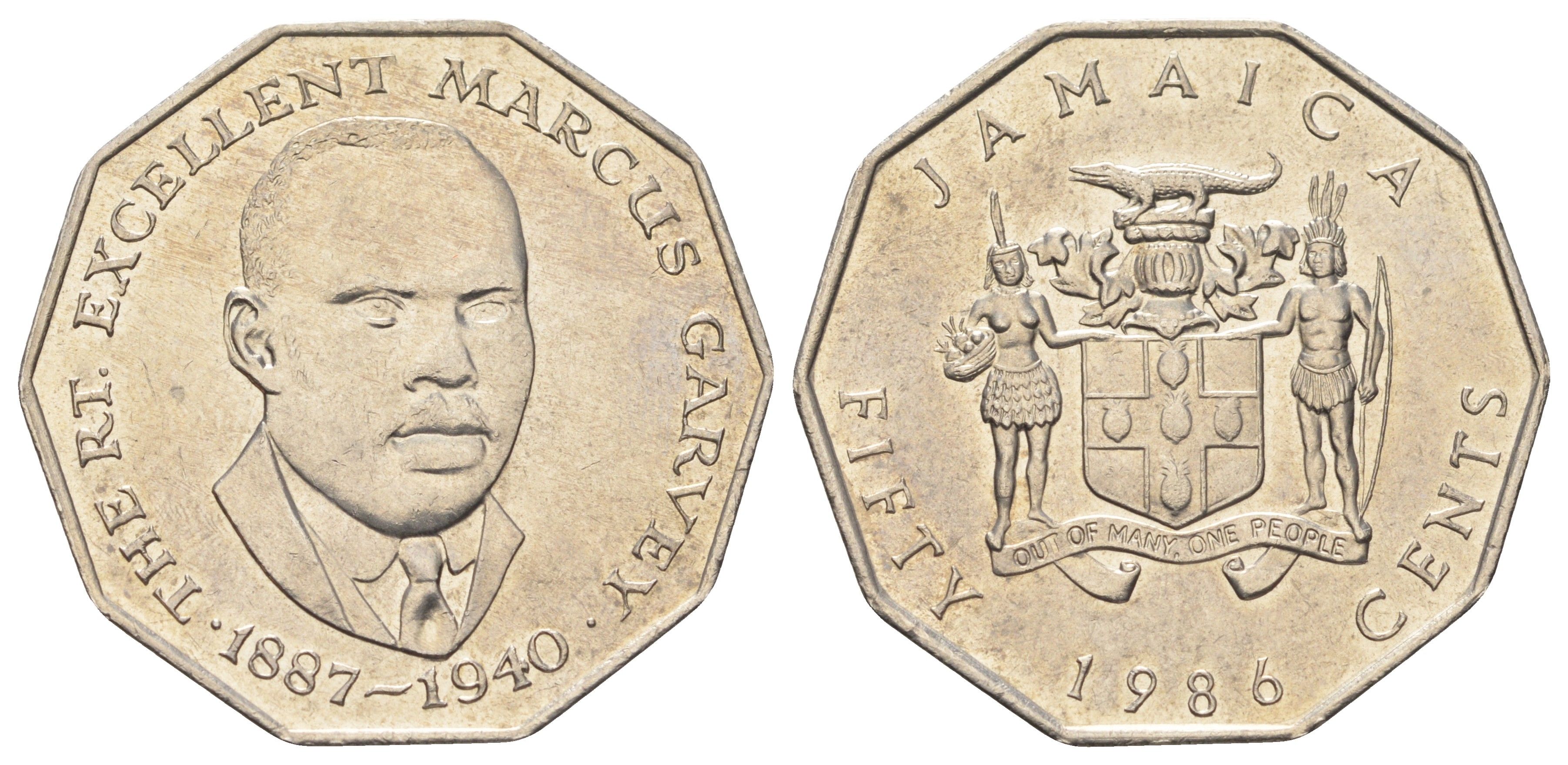 Ямайка 50 центов 1986 KM 65 медно-никель UNC 4590-1014