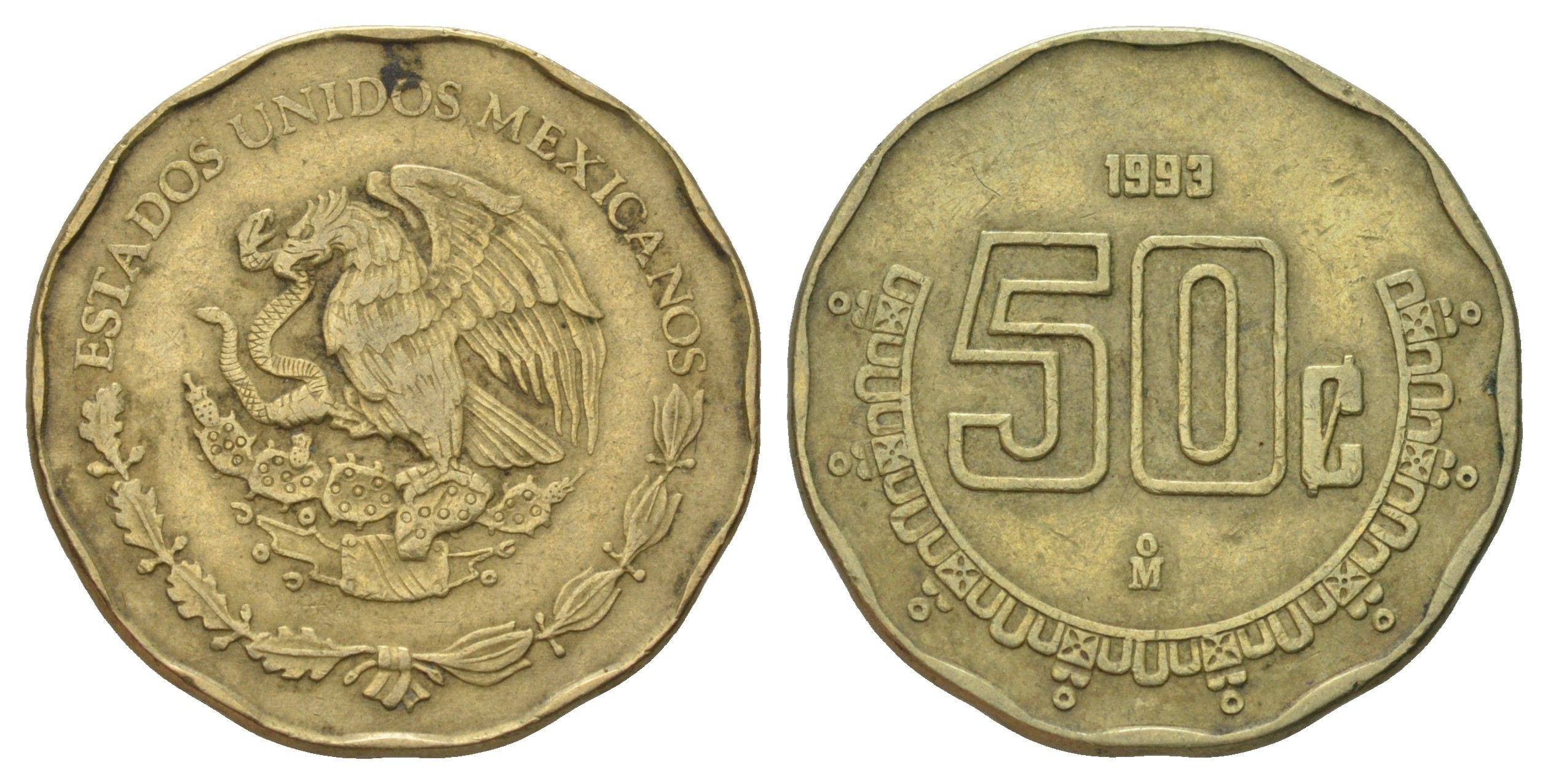 Мексика 50 сентаво 1993 KM 549 алюминиевая бронза 4595-141