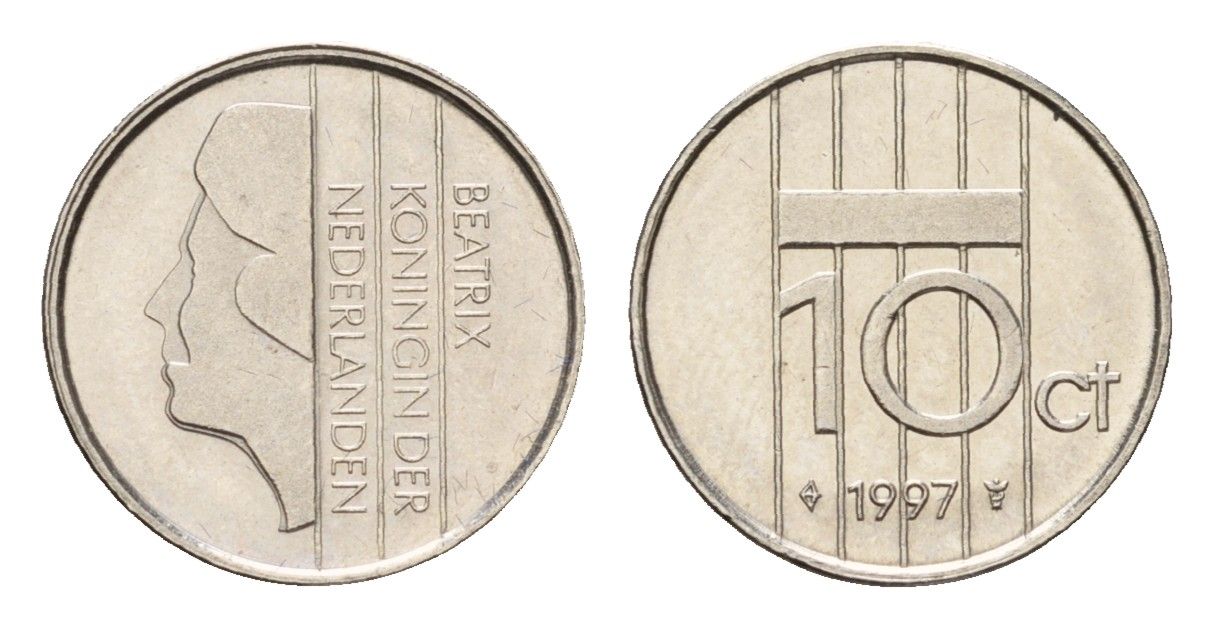 Нидерланды 10 центов 1997 Беатрикс (1980-2013) KM 203 никель UNC 192-1149