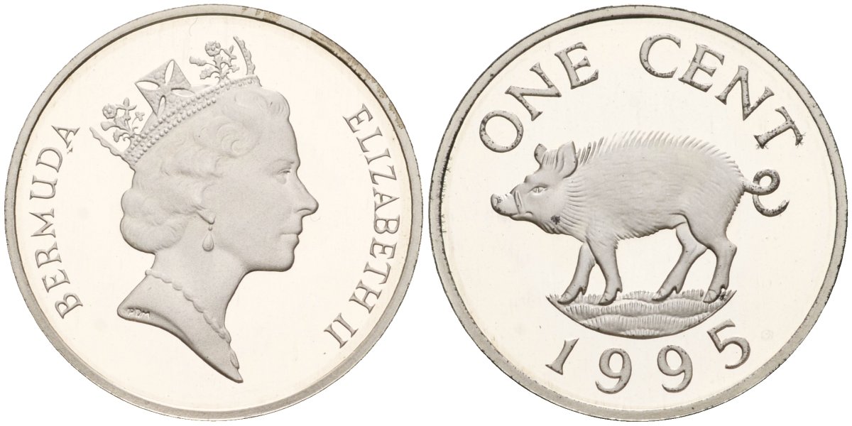 Бермудские острова 1 цент 1995 Елизавета II (1953-) KM 44b серебро PROOF 3711-111