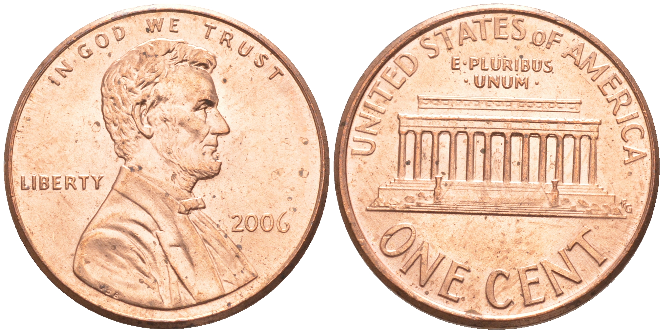 США 1 ЦЕНТ 2006 ЛИНКОЛЬН KM 201b цинк плакированный медью UNC 187-739