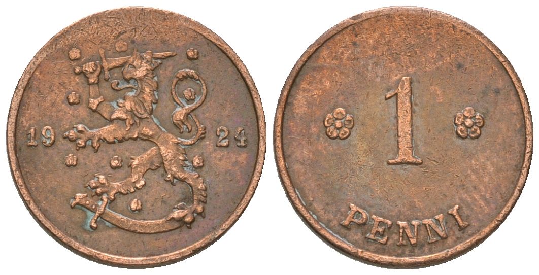 Финляндия 1 пенни 1924 KM 23 медь 4174-256