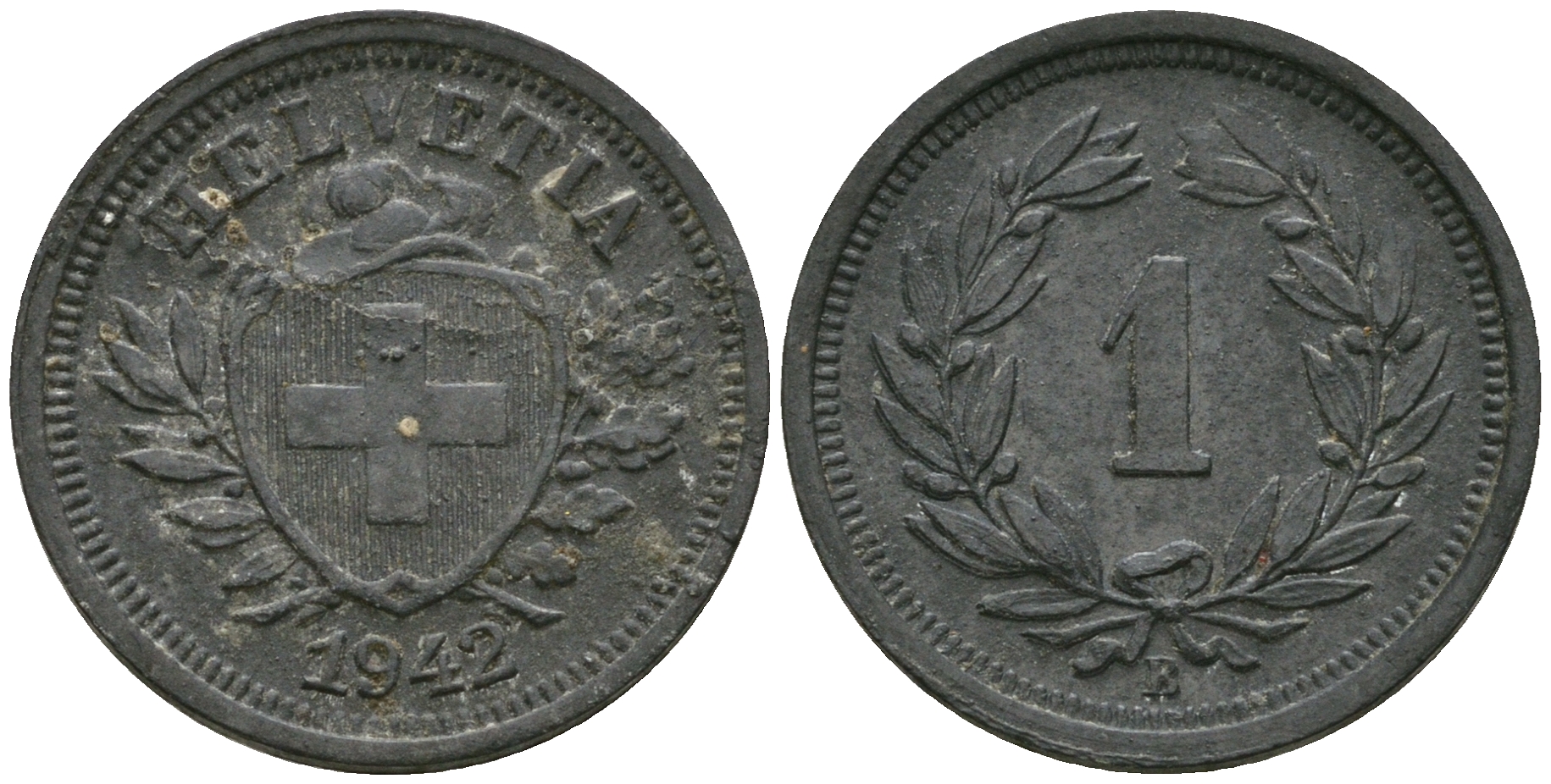 Швейцария 1 раппен 1942 В KM 3а цинк 08-1324