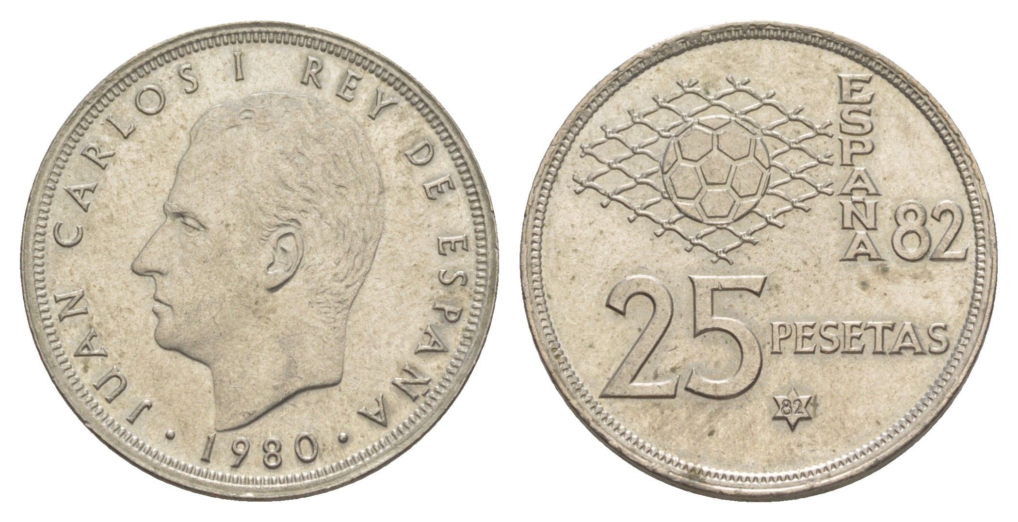 Испания 25 песет 1980 (82) M, Хуан Карлос I (1975-2014) KM 818 медно-никель 4616-847