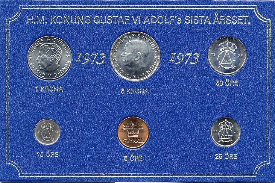 ШВЕЦИЯ НАБОР ИЗ 6 МОНЕТ 1973 04-062-202