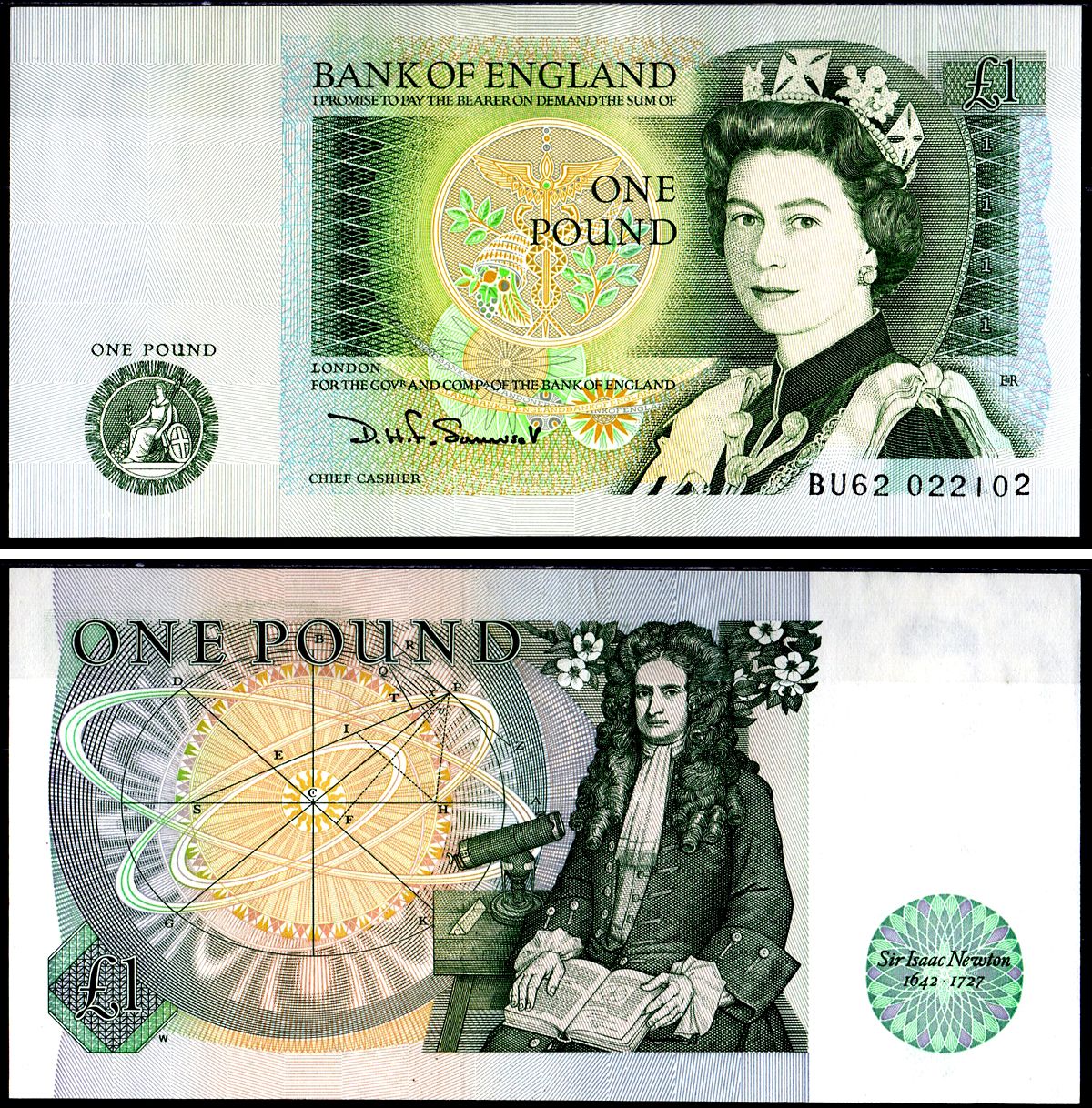 Великобритания 1 фунт ND (1978-1984) Pick 377 b бумага UNC 7551-35-2-1