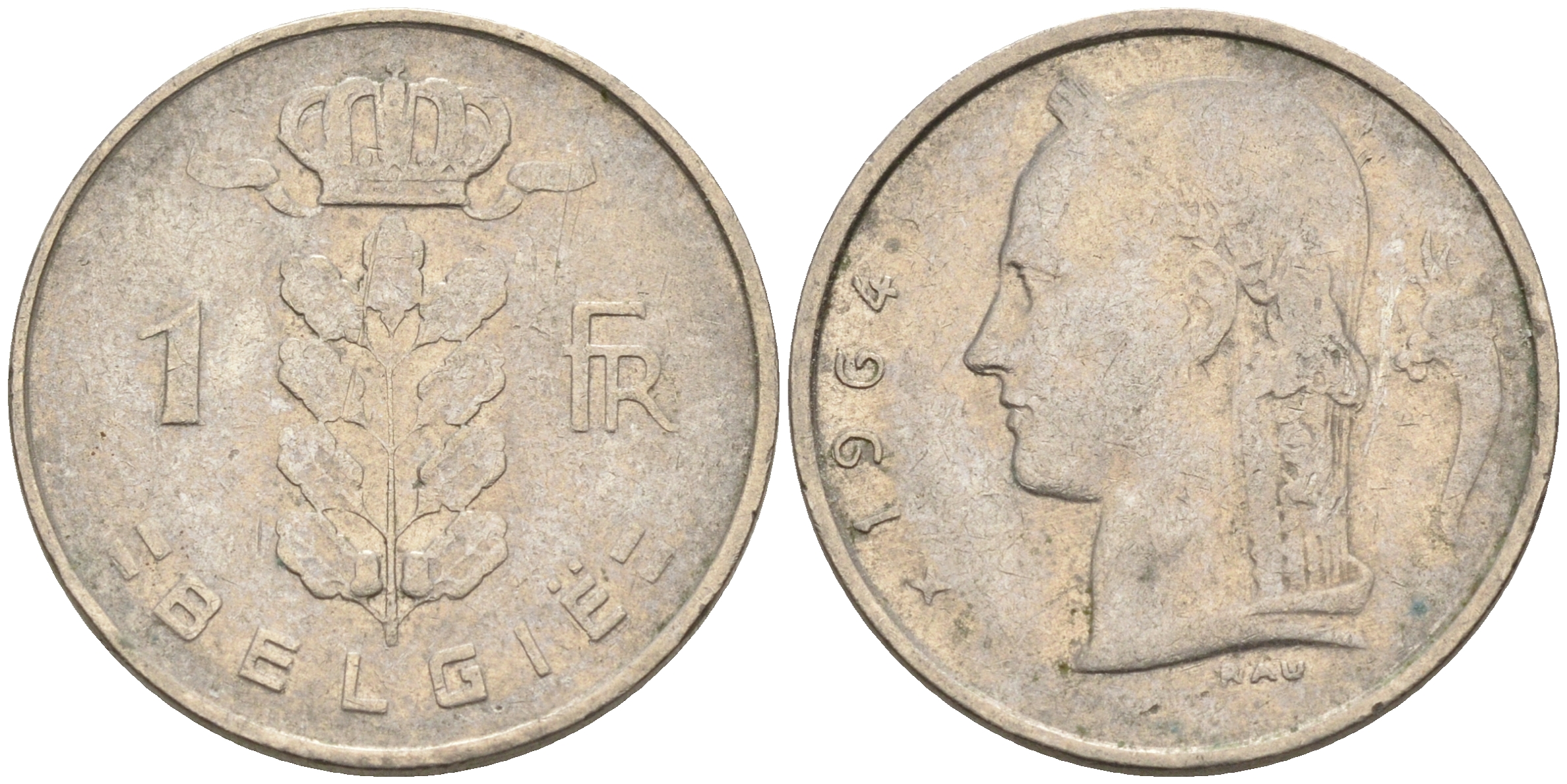 Бельгия 1 франк 1964 Belgie KM 143.1 медно-никель    4592-1142