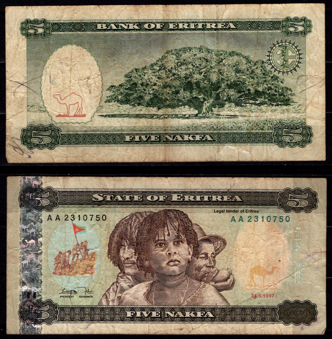 Эритрея 5 накфа 1997 Pick 2 бумага 6317-45-2-2