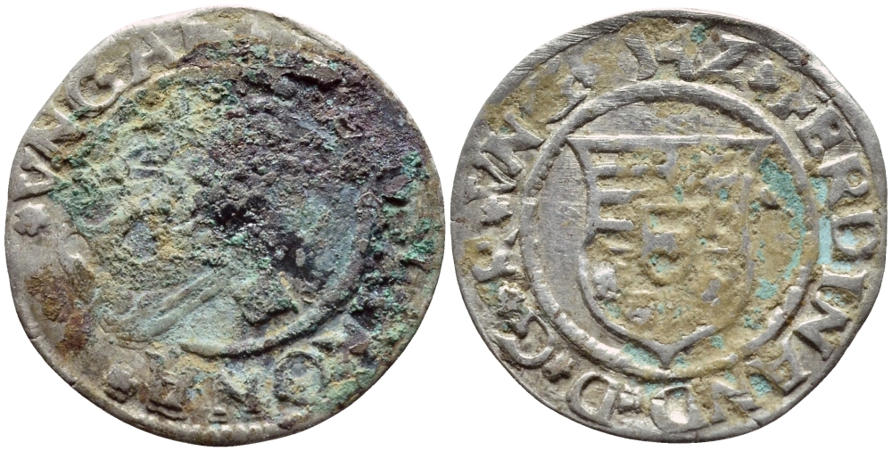 Венгрия 1 денар 1542 К-В, Фердинанд I (1526-1564), мадонна с младенцем серебро 3896-821