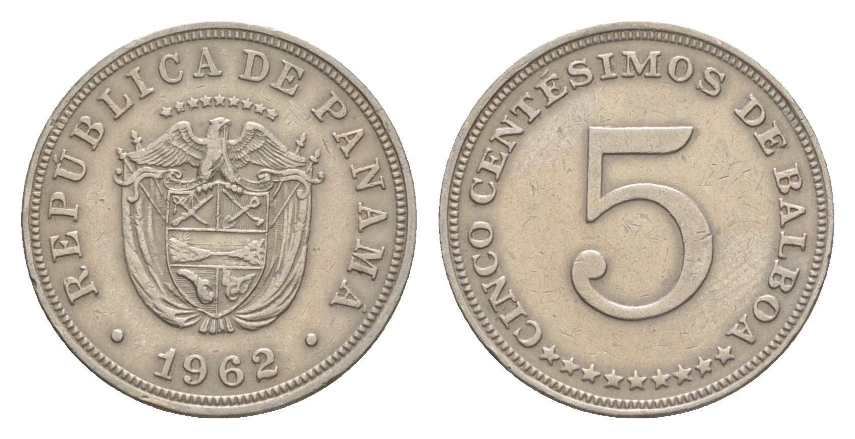 Панама 5 сентесимо 1962 KM 23.2 медно-никель 4643-1241