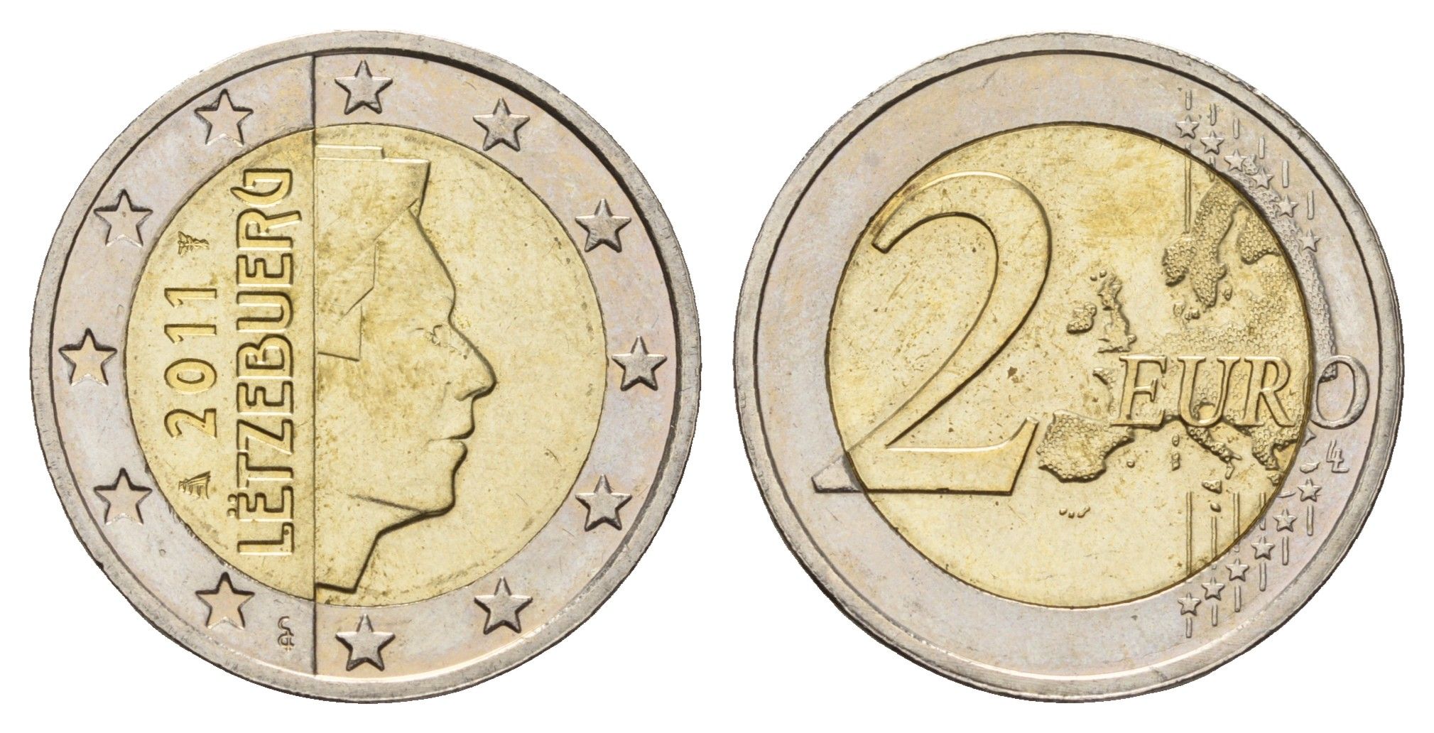 Люксембург 2 евро 2011 KM 93 биметалл UNC 33-1225