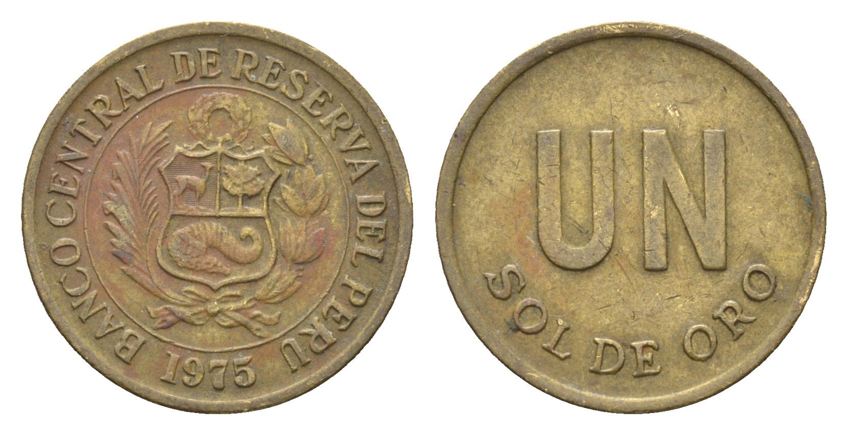 Перу 1 соль 1975 KM 266.1 латунь 4664-457