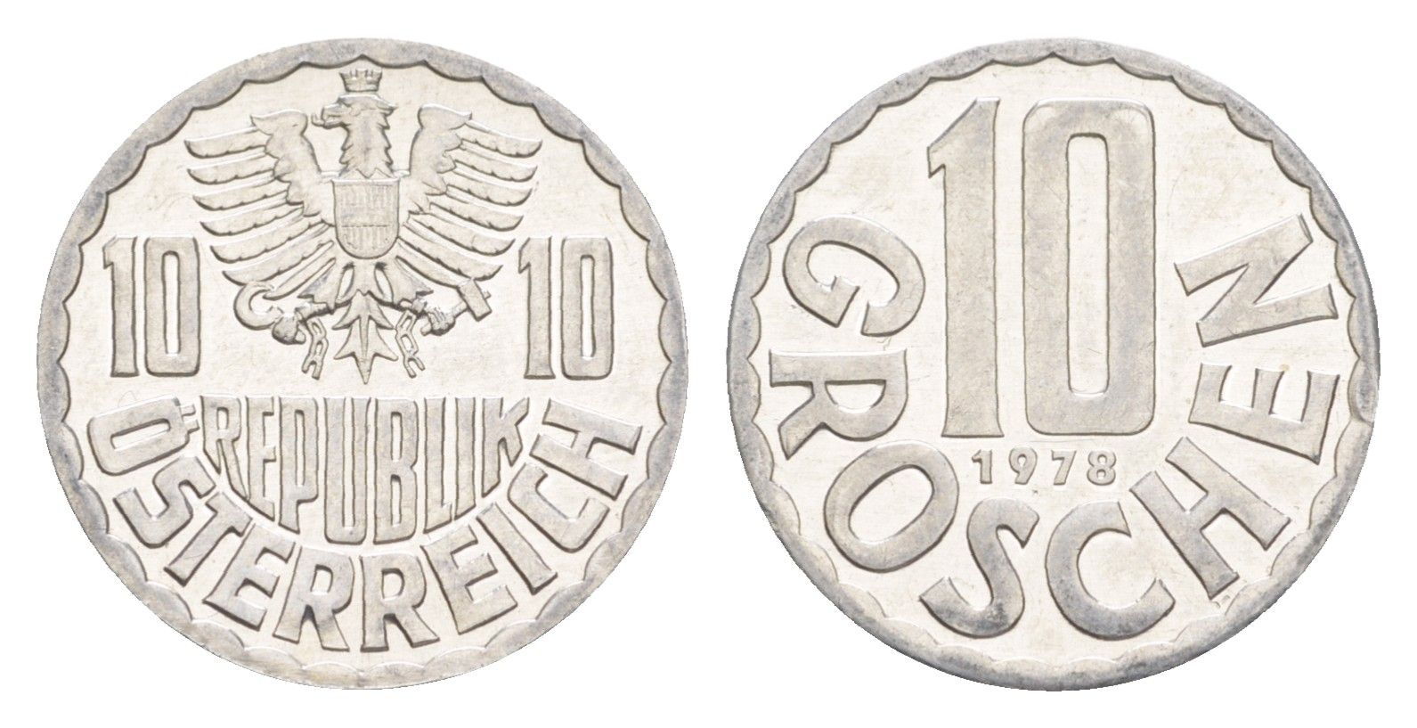 Австрия 10 грошей 1978 KM 2878 алюминий UNC 4528-455