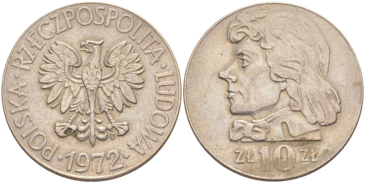 Польша 10 злотых 1972 MW, Тадеуш Костюшко KM 50а медно-никель 3855-1141