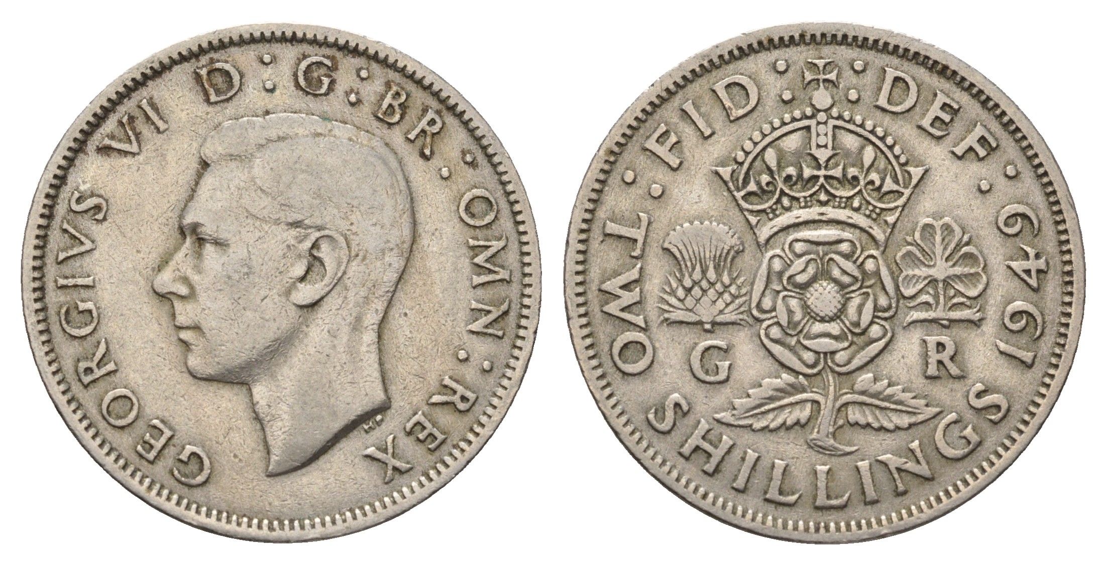 Великобритания 2 шиллинга (флорин) 1949 Георг VI (1936-1952) KM 878, Spink 4107 медно-никель 4692-334